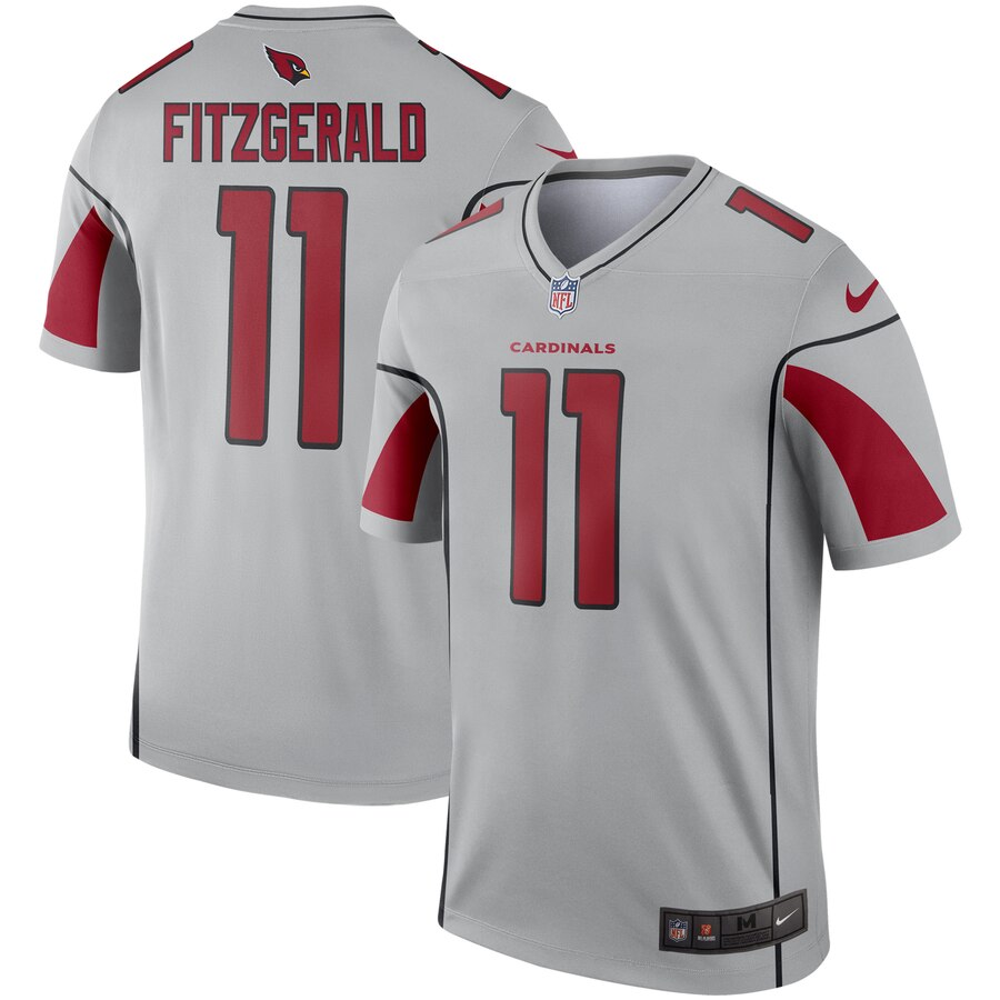Personalized Cardinals 11 Larry Fitzgerald Silver Inverted Legend Jersey