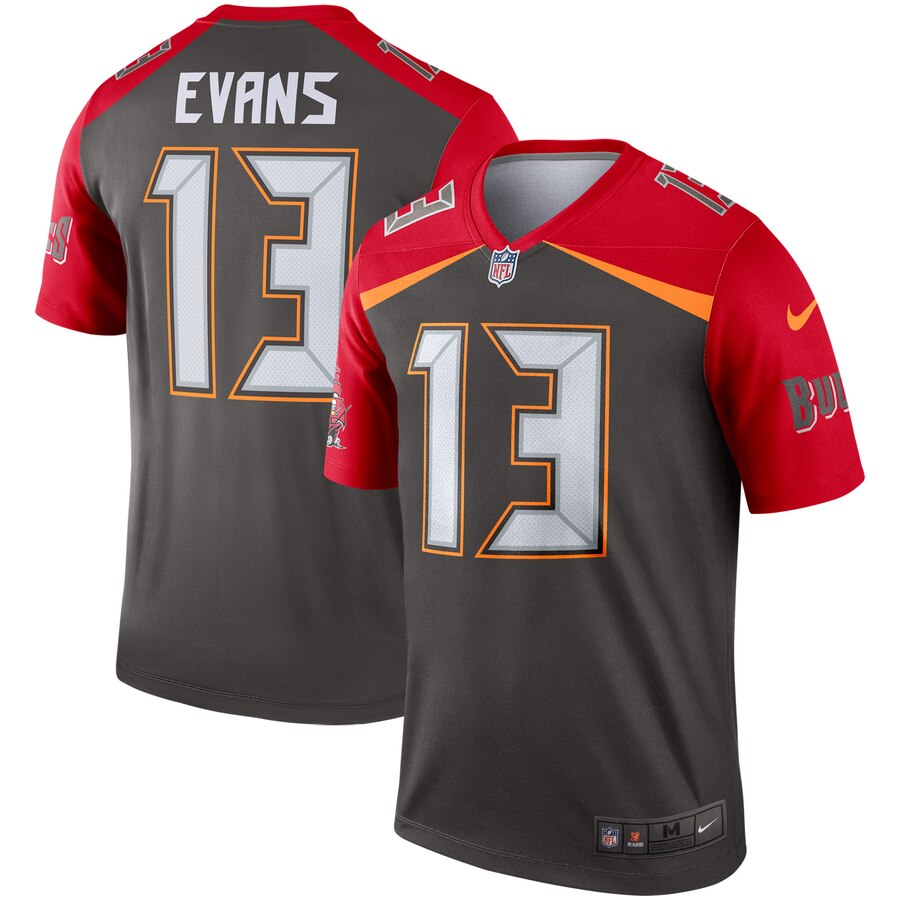 Personalized Buccaneers 13 Mike Evans Pewter Inverted Legend Jersey