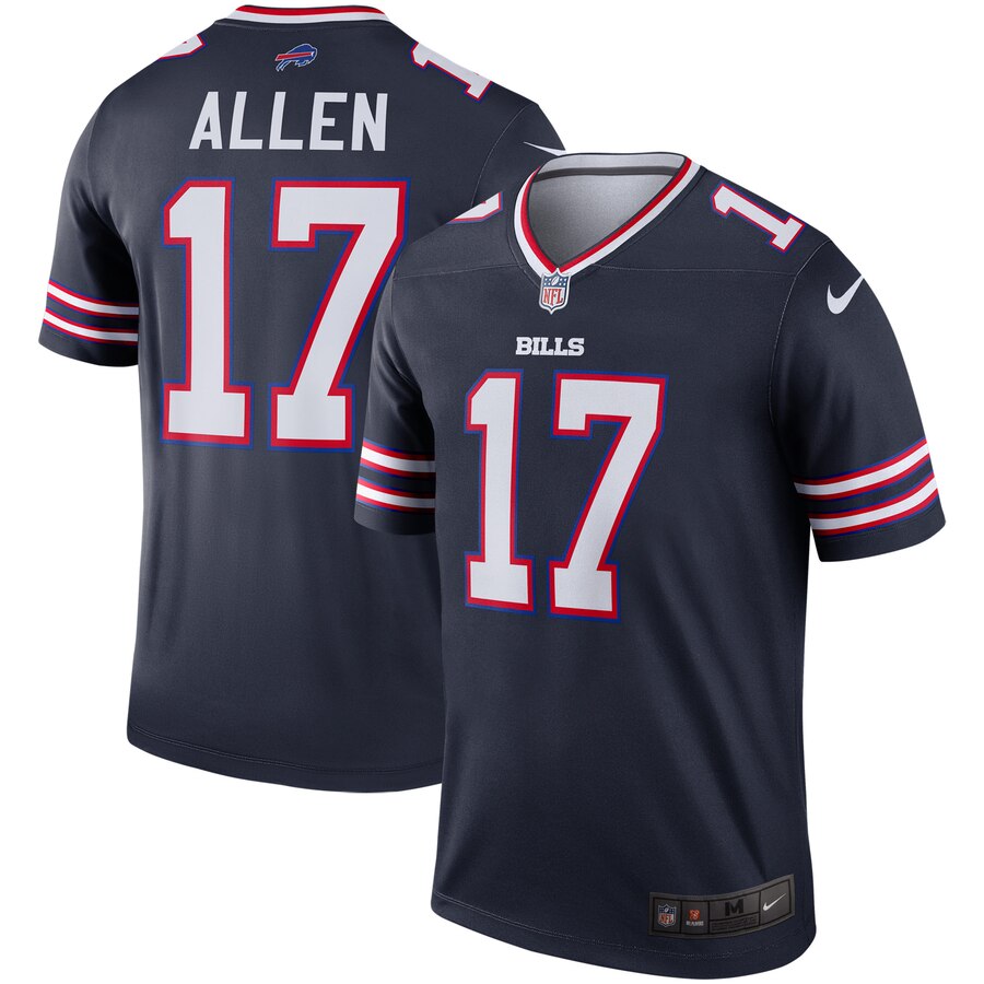 Personalized Bills 17 Josh Allen Navy Inverted Legend Jersey