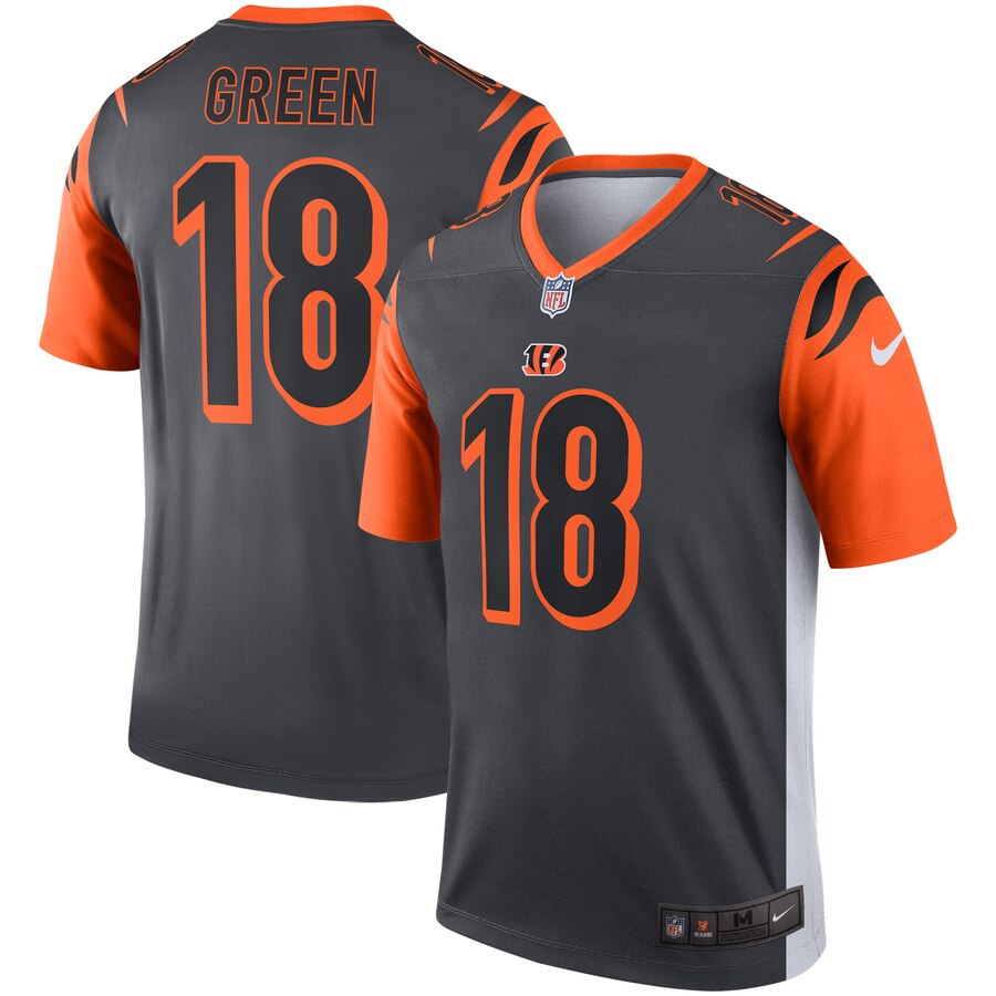 Personalized Bengals 18 A.J. Green Black Inverted Legend Jersey