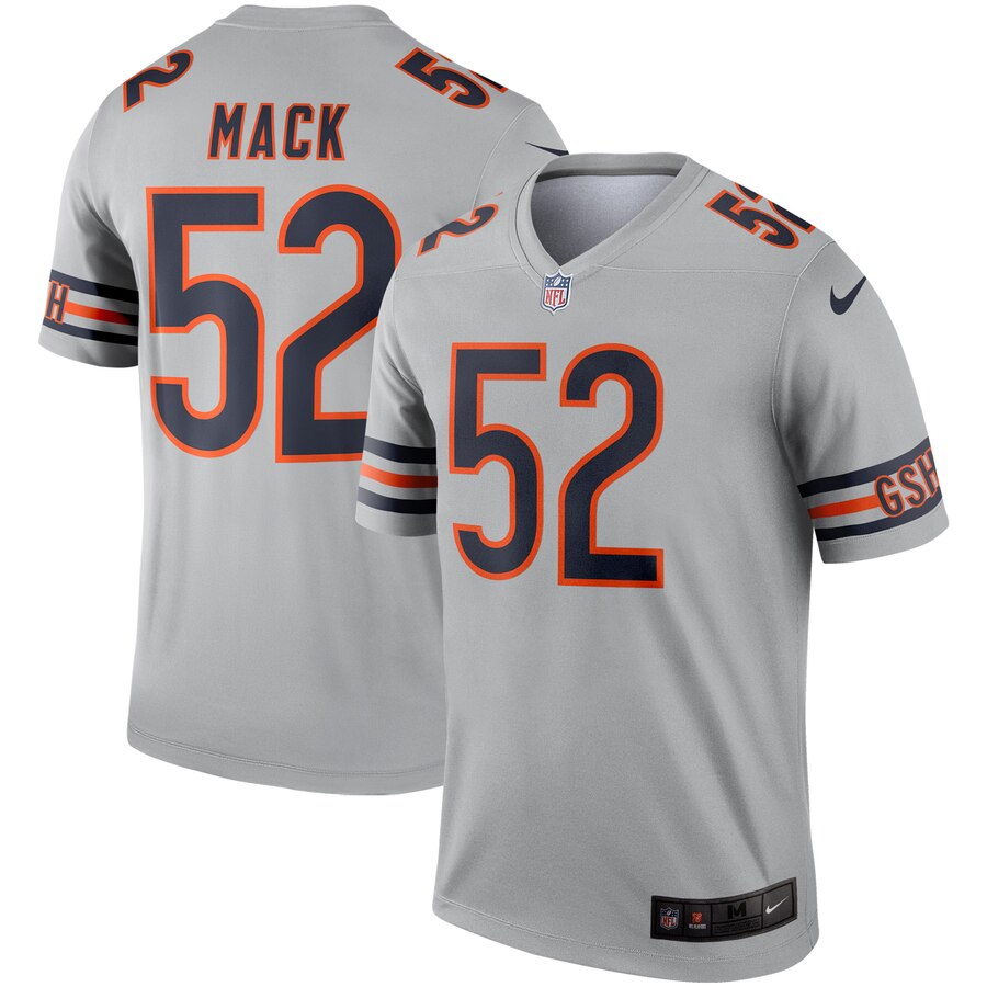 Personalized Bears 52 Khalil Mack Silver Inverted Legend Jersey