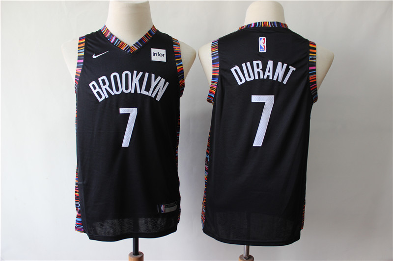 Personalized Youth Nets 7 Kevin Durant Black Youth City Edition Swingman Jersey