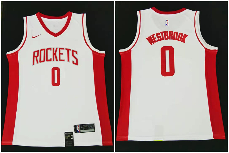 Personalized Rockets 0 Russell Westbrook White Swingman Jersey