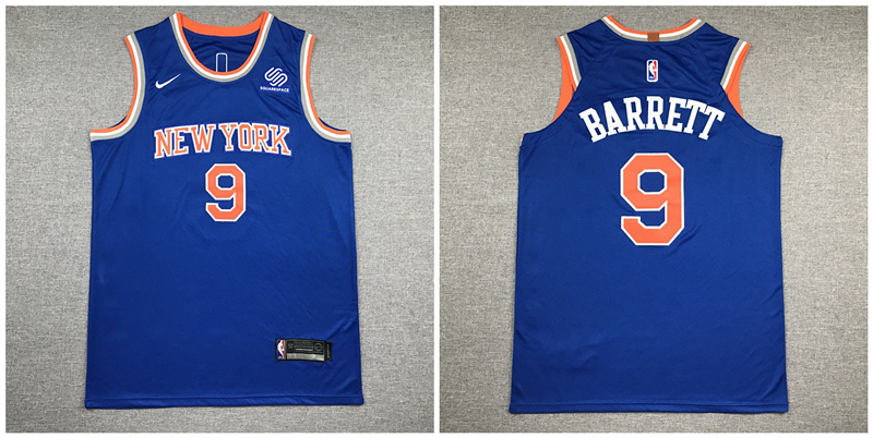 Personalized Knicks 9 R.J. Barrett Blue Authentic Jersey