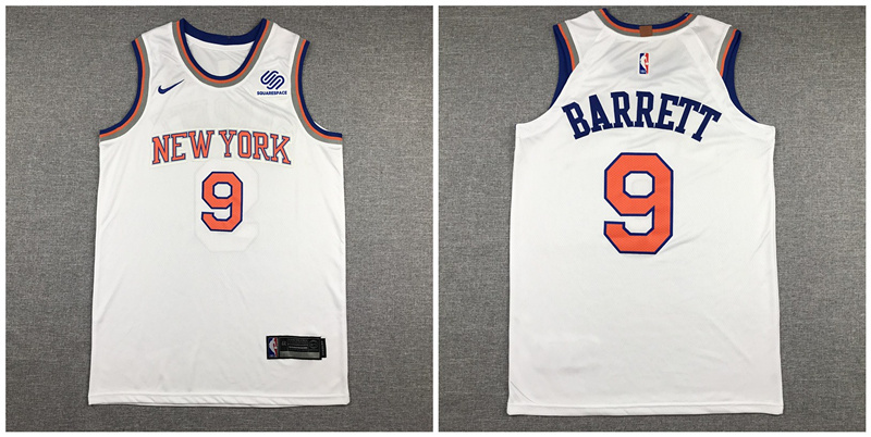 Personalized Knicks 9 R.J. Barrett White Authentic Jersey