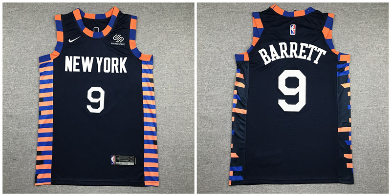 Personalized Knicks 9 R.J. Barrett Navy City Edition Authentic Jersey