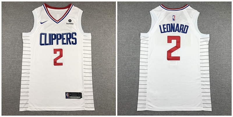 Personalized Clippers 2 Kawhi Leonard White Authentic Jersey