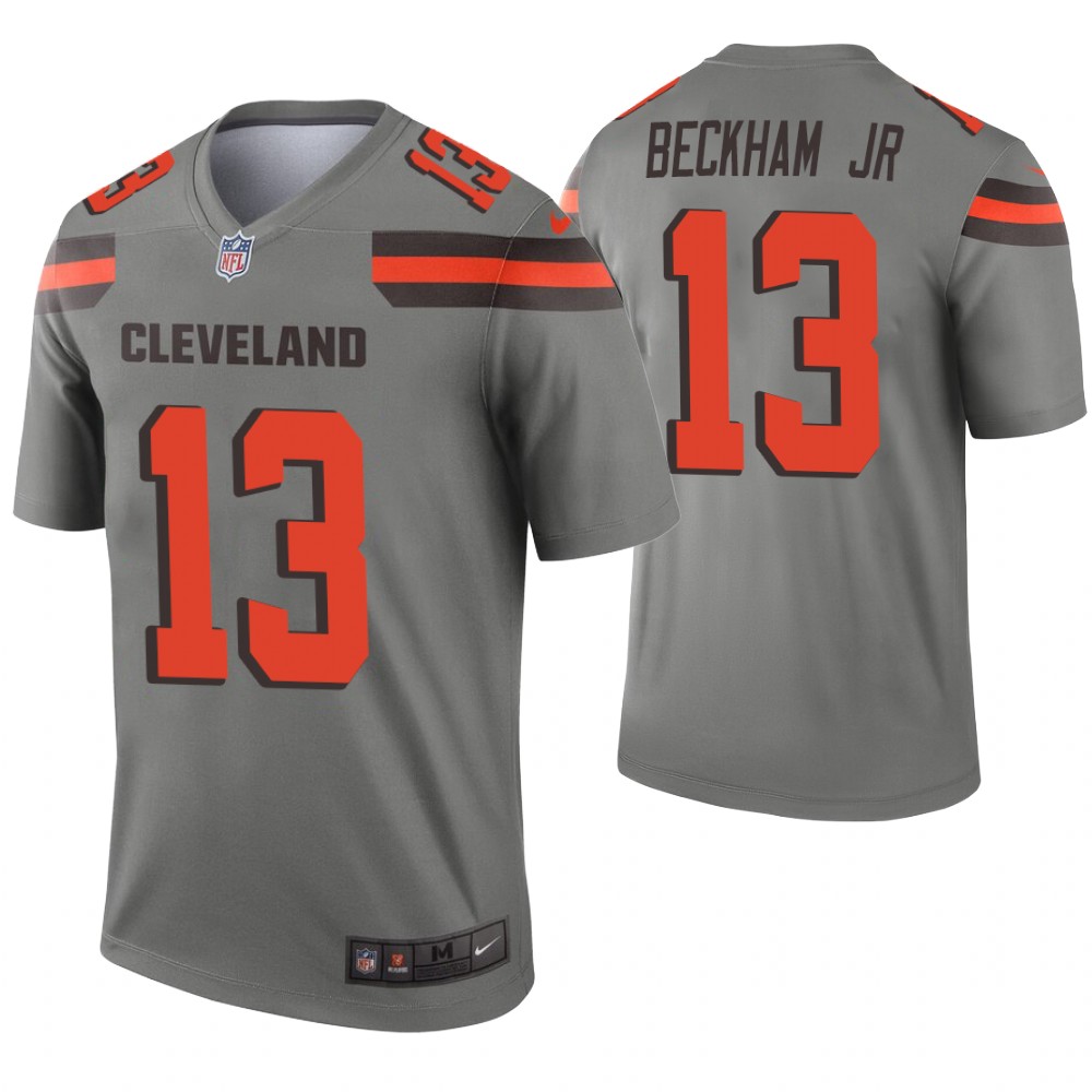 Personalized Browns 13 Odell Beckham Jr Gray Inverted Legend Jersey