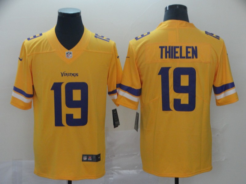 Personalized Vikings 19 Adam Thielen Gold Inverted Legend Limited Jersey