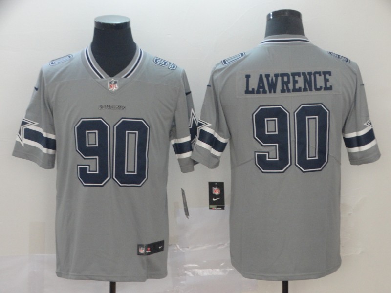 Personalized Cowboys 90 DeMarcus Lawrence Gray Inverted Legend Limited Jersey