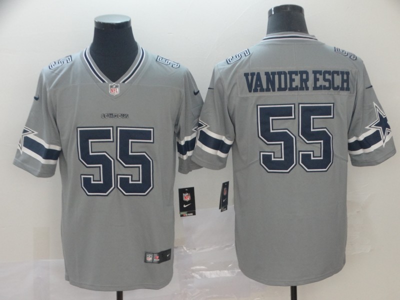 Personalized Cowboys 55 Leighton Vander Esch Gray Inverted Legend Limited Jersey