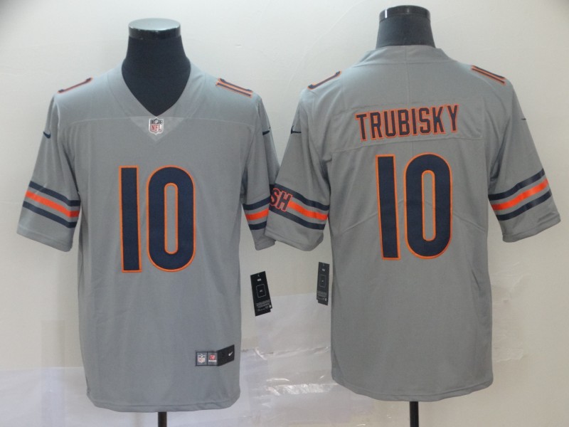 Personalized Bears 10 Mitchell Trubisky Silver Inverted Legend Limited Jersey