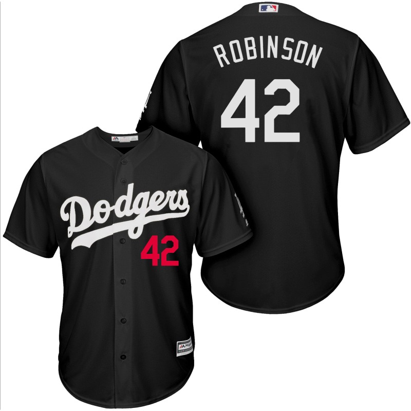Personalized Dodgers 42 Jackie Robinson Black Turn Back The Clock Cool Base Jersey