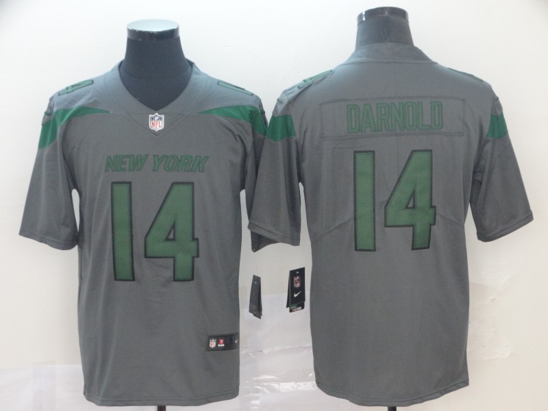 Personalized Jets 14 Sam Darnold Gray Inverted Legend Limited Jersey
