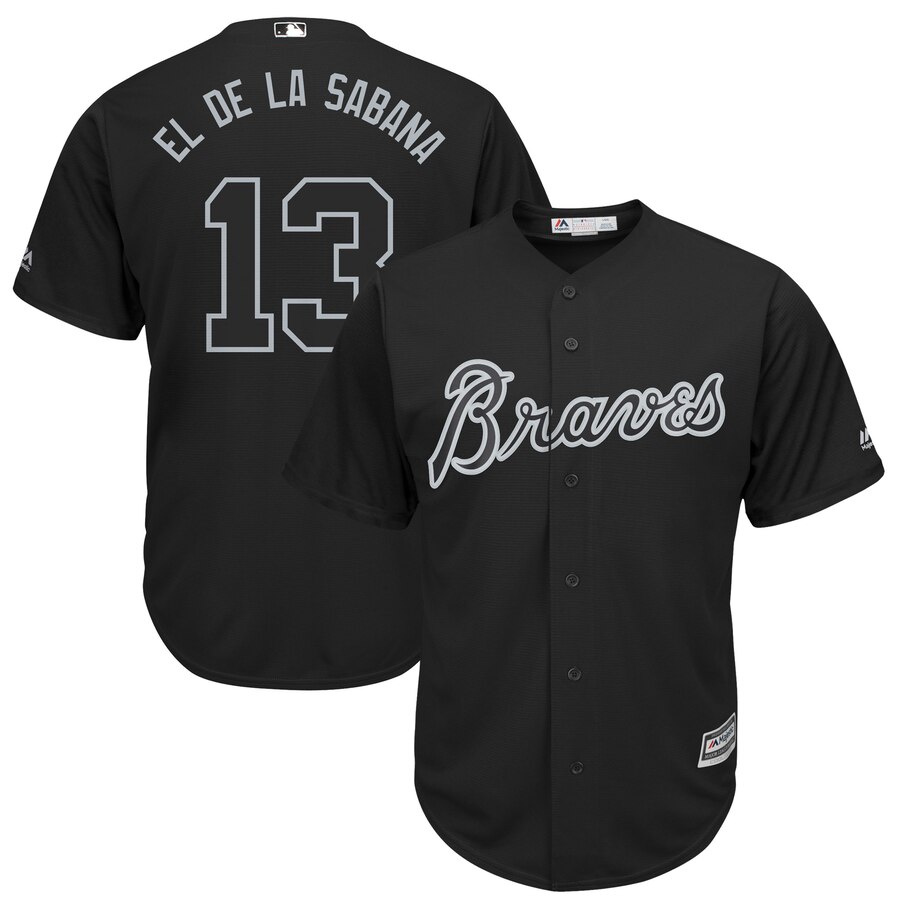 Personalized Braves 13 Ronald Acuna Jr El De La Sabana Black 2019 Players’ Weekend Player Jersey