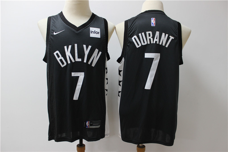 Personalized Nets 7 Kevin Durant Black Swingman Jersey