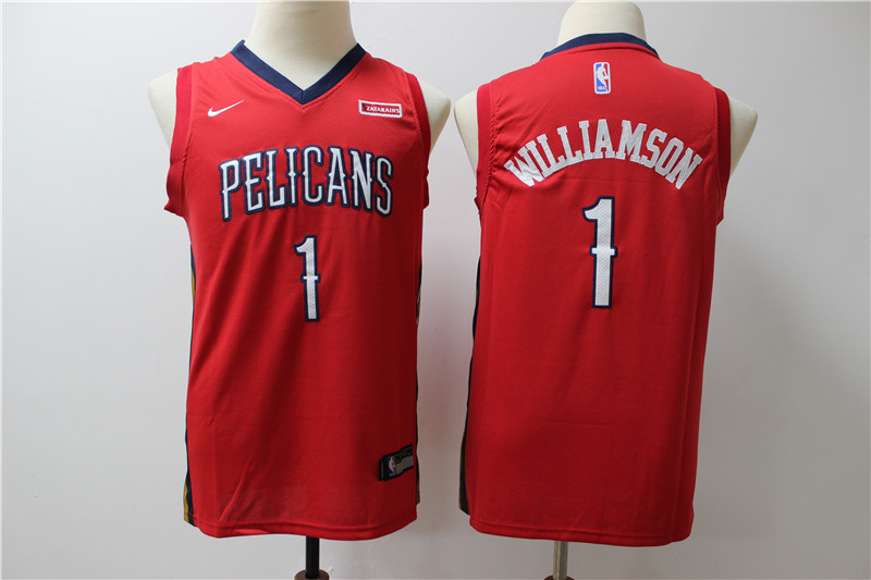 Personalized Youth Pelicans 1 Zion Williamson Red Youth Swingman Jersey