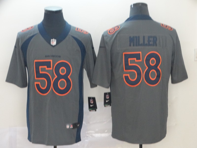 Personalized Broncos 58 Von Miller Gray Inverted Legend Limited Jersey