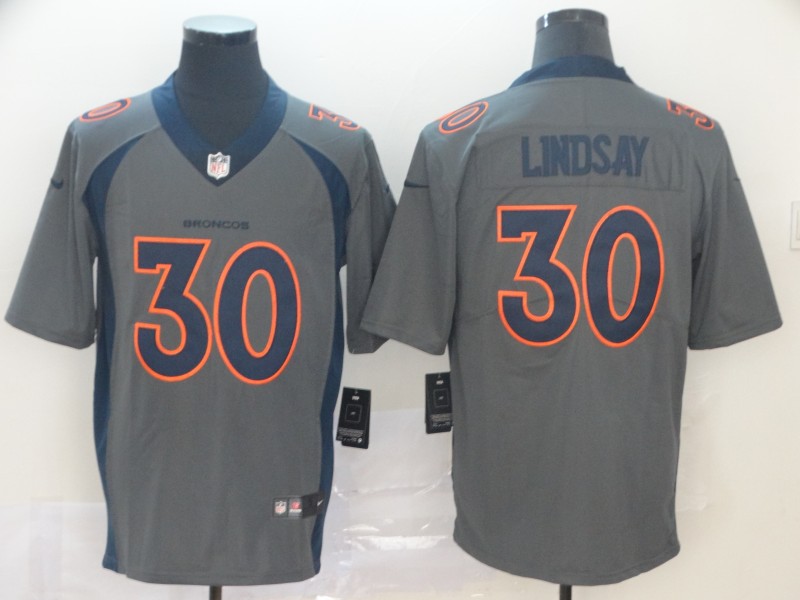 Personalized Broncos 30 Phillip Lindsay Gray Inverted Legend Limited Jersey