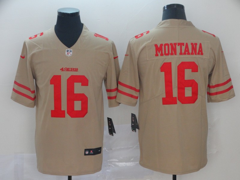 Personalized 49ers 16 Joe Montana Gold Inverted Legend Limited Jersey