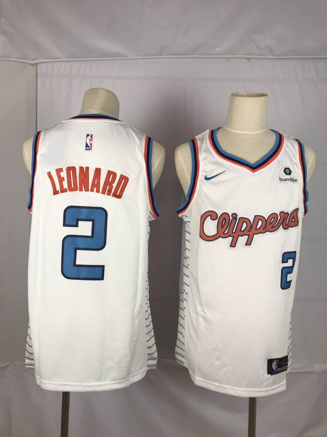 Personalized Clippers 2 Kawhi Leonard White Throwback Swingman Jersey