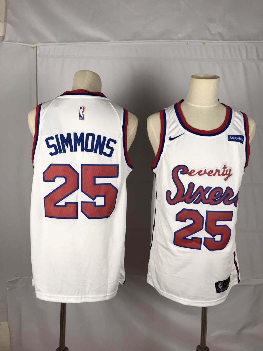 Personalized 76ers 25 Ben Simmons White Throwback Swingman Jersey