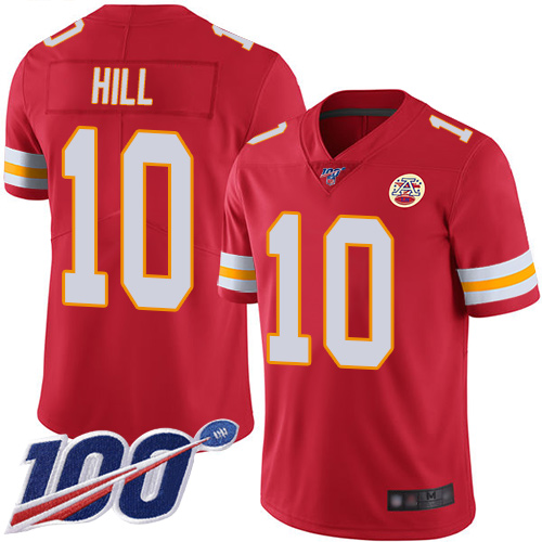 Personalized Chiefs #10 Tyreek Hill Red Team Color Youth Stitched Football 100th Season Limited Jersey