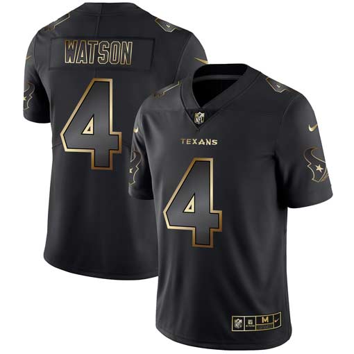 Personalized Texans 4 Deshaun Watson Black Gold Untouchable Limited Jersey