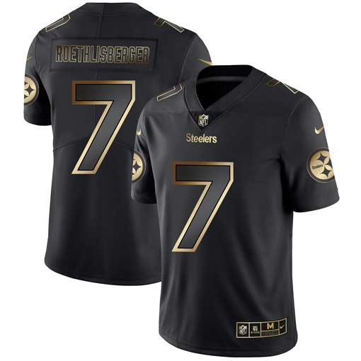 Personalized Steelers 7 Ben Roethlisberger Black Gold Untouchable Limited Jersey