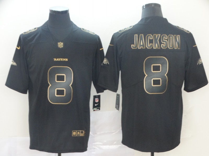 Personalized Ravens 8 Lamar Jackson Black Gold Untouchable Limited Jersey
