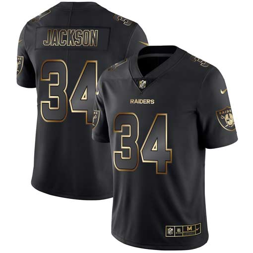Personalized Raiders 34 Bo Jackson Black Gold Untouchable Limited Jersey