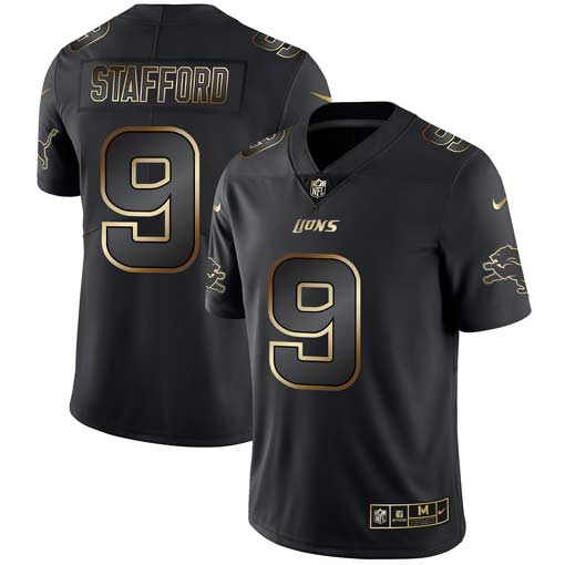 Personalized Lions 9 Matthew Stafford Black Gold Untouchable Limited Jersey