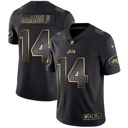 Personalized Jets 14 Sam Darnold Black Gold Untouchable Limited Jersey