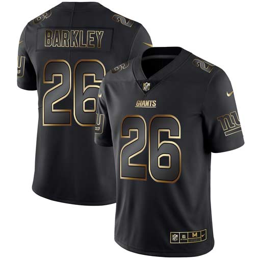 Personalized Giants 26 Saquon Barkley Black Gold Untouchable Limited Jersey