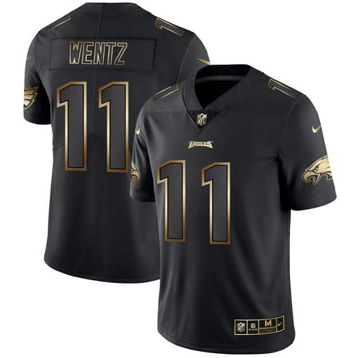 Personalized Eagles 11 Carson Wentz Black Gold Untouchable Limited Jersey