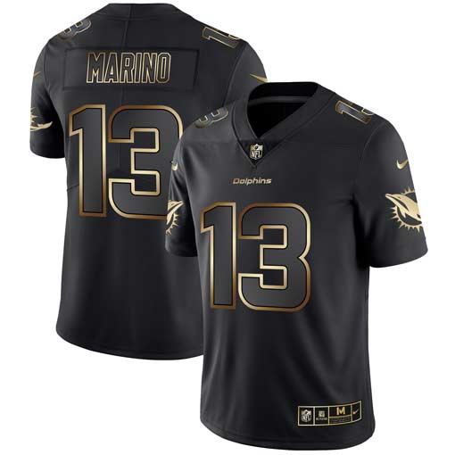 Personalized Dolphins 13 Dan Marino Black Gold Untouchable Limited Jersey