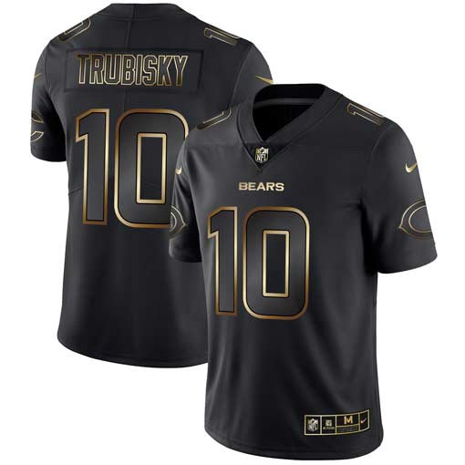 Personalized Bears 10 Mitchell Trubisky Black Gold Untouchable Limited Jersey