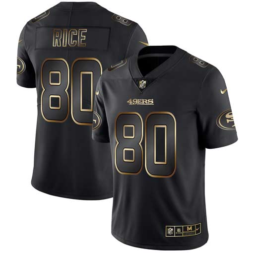 Personalized 49ers 80 Jerry Rice Black Gold Untouchable Limited Jersey