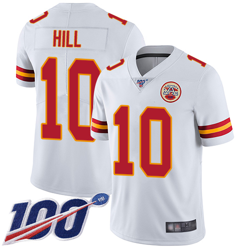 Personalized Chiefs #10 Tyreek Hill White Men’s Stitched Football 100th Season Limited Jersey
