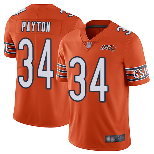 Personalized Bears #34 Walter Payton Orange Men’s Stitched Football Limited Rush 100th Season Jersey