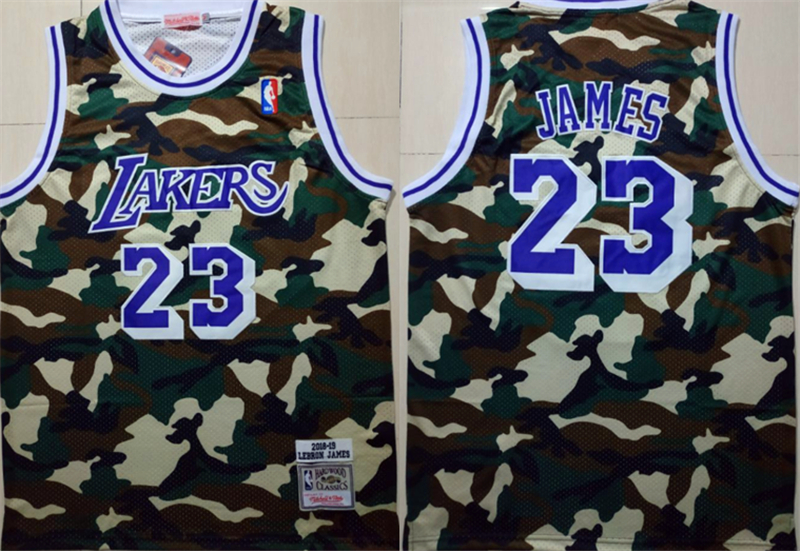 Personalized Lakers 23 Lebron James Camo 2018 19 Hardwood Classics Jersey