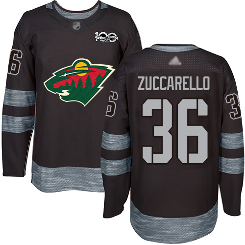 Personalized Wild #36 Mats Zuccarello Black 1917-2017 100th Anniversary Stitched Hockey Jersey