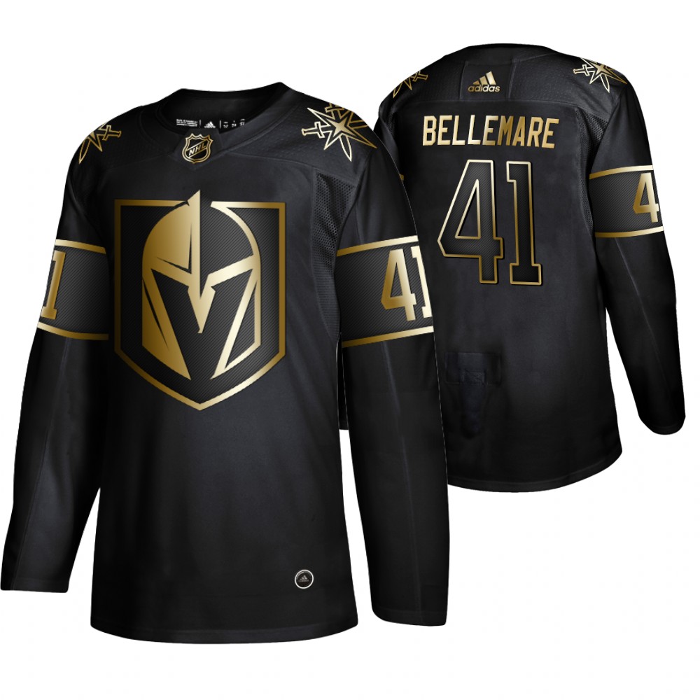 Personalized Vegas Golden Knights 41 Pierre Edouard Bellemare Black Gold Jersey