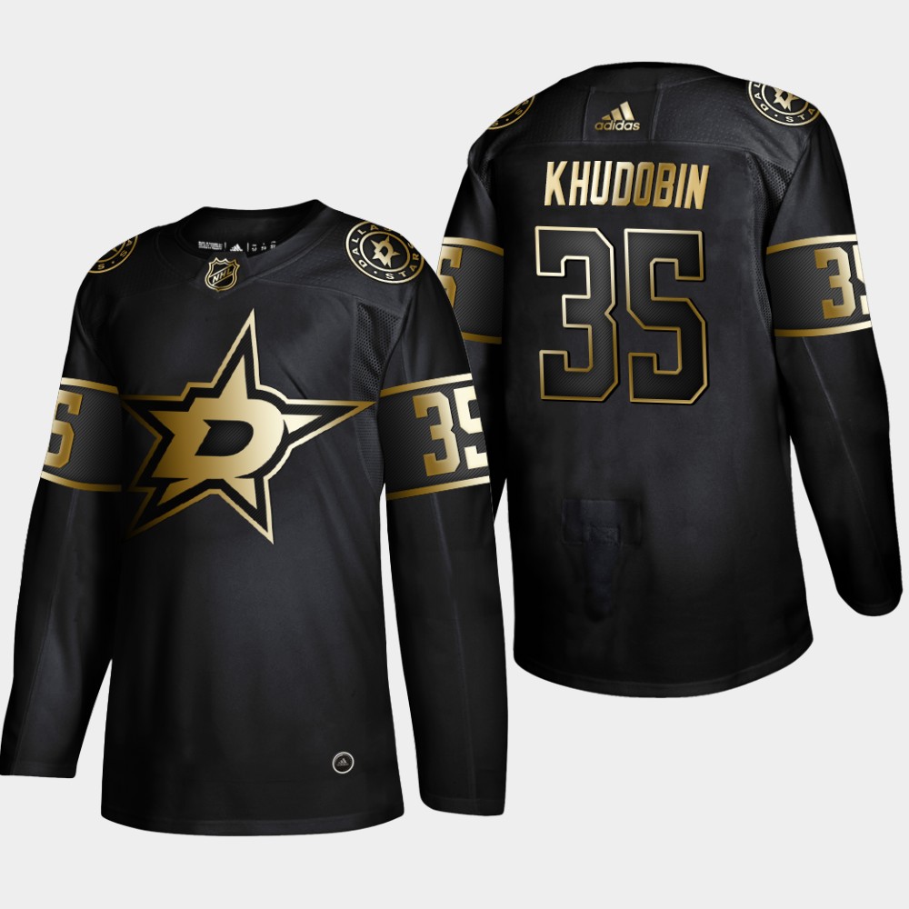Personalized Stars 35 Anton Khudobin Black Gold Jersey