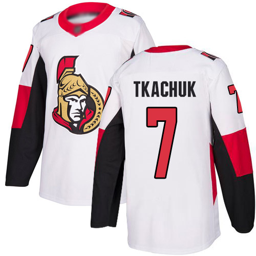 Personalized Senators #7 Brady Tkachuk White Road Authentic Stitched Hockey Jersey