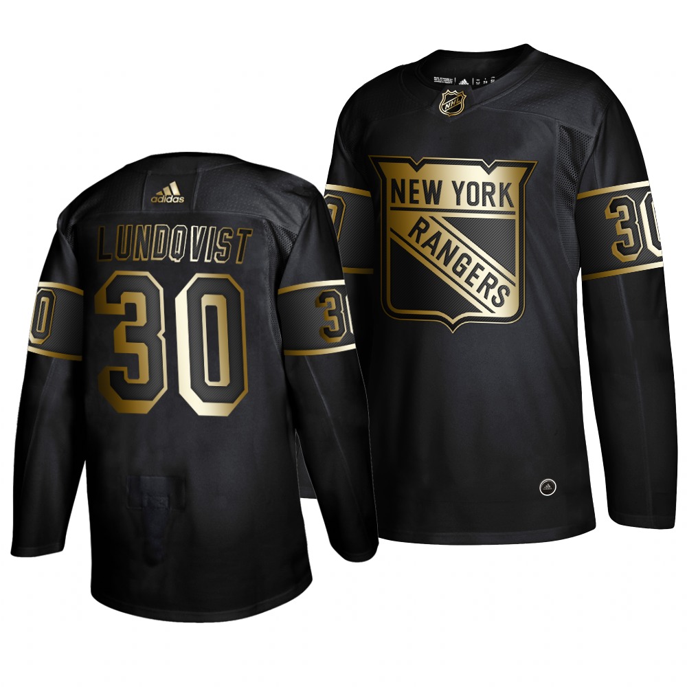 Personalized Rangers 30 Henrik Lundqvist Black Gold Jersey
