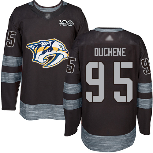 Personalized Predators #95 Matt Duchene Black 1917-2017 100th Anniversary Stitched Hockey Jersey