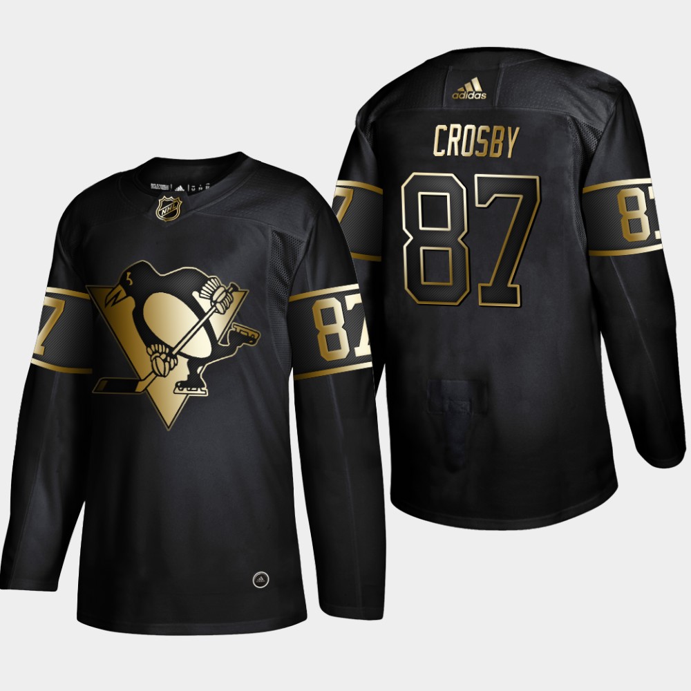 Personalized Penguins 87 Sidney Crosby Black Gold Jersey
