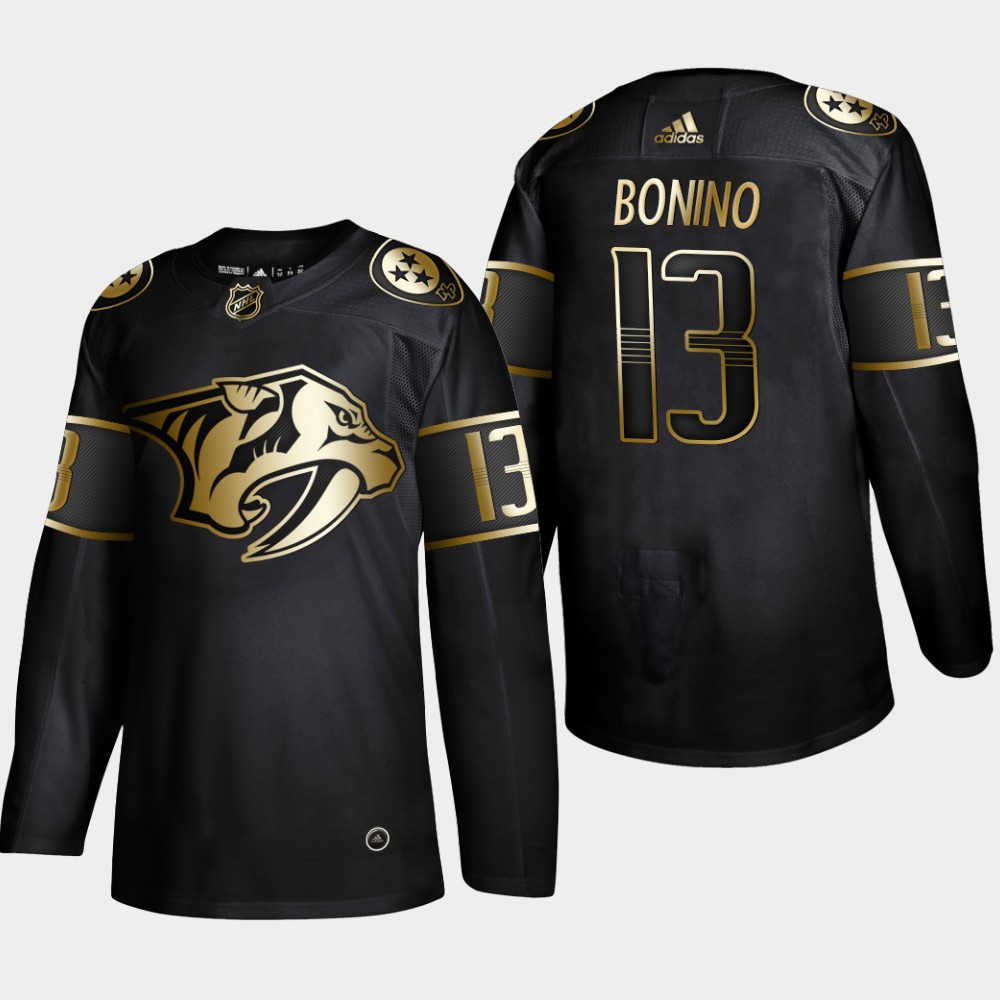Personalized Panthers 13 Nick Bonino Black Gold Jersey