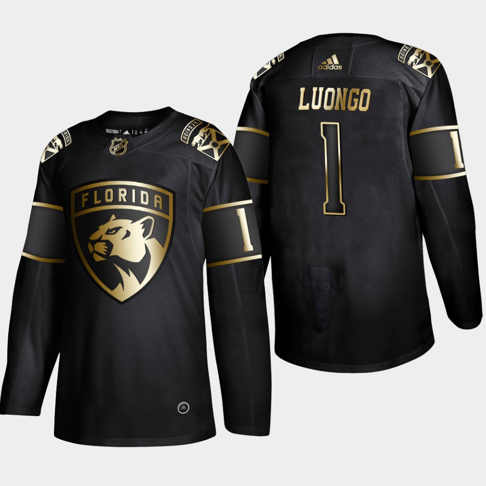 Personalized Panthers 1 Roberto Luongo Black Gold Jersey